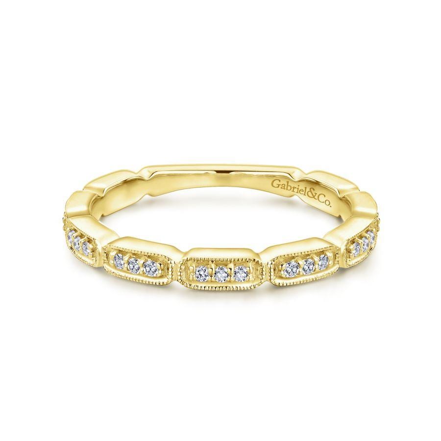 14K Yellow Gold Segmented Diamond Stackable Ring