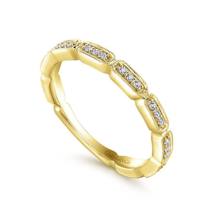 14K Yellow Gold Segmented Diamond Stackable Ring - Image 3