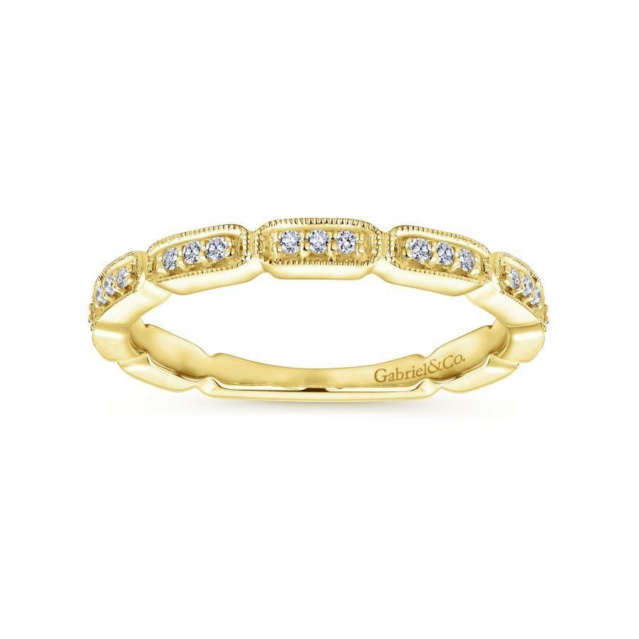 14K Yellow Gold Segmented Diamond Stackable Ring - Image 4