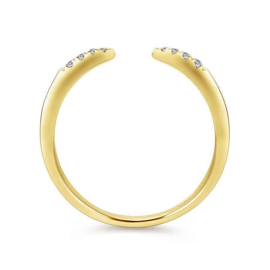 14K Yellow Gold Open Diamond Tipped Stackable Ring - Image 2