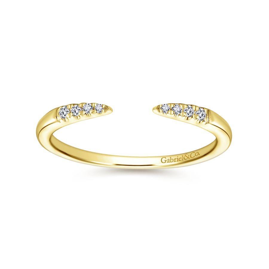 14K Yellow Gold Open Diamond Tipped Stackable Ring - Image 4