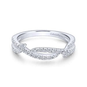 14K White Gold Twisted Diamond Ring