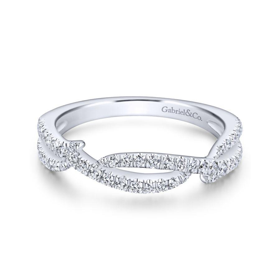 14K White Gold Twisted Diamond Ring
