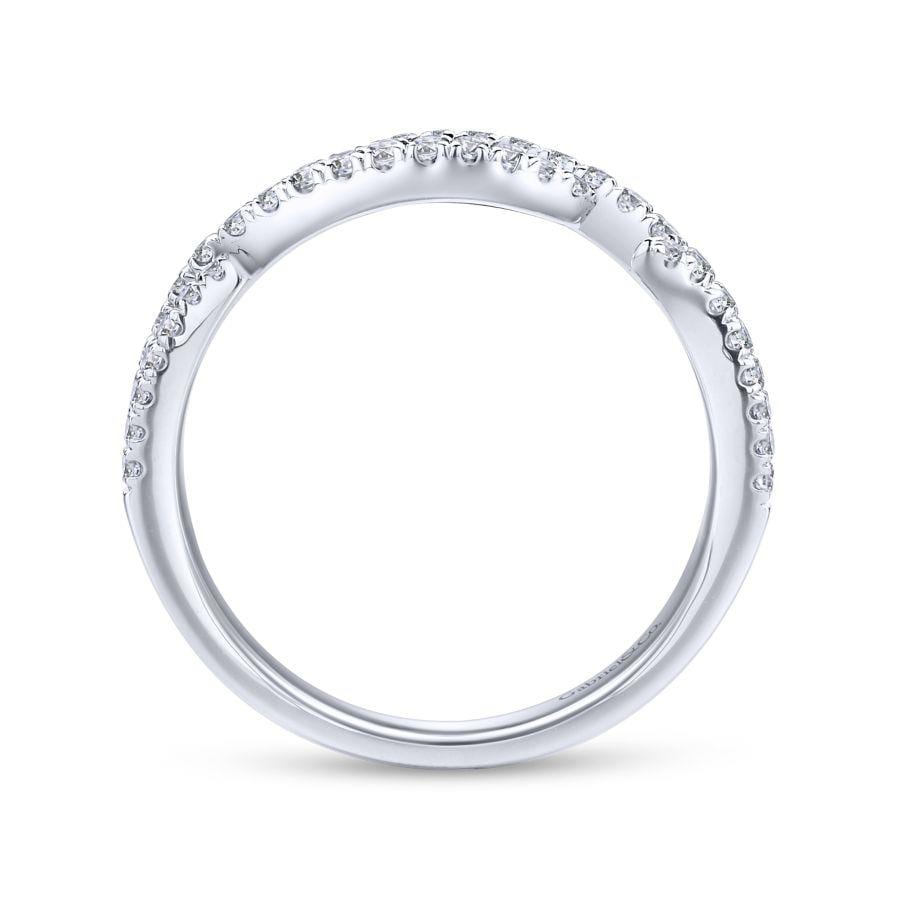 14K White Gold Twisted Diamond Ring - Image 2