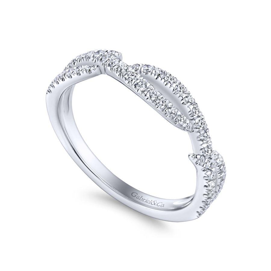 14K White Gold Twisted Diamond Ring - Image 3