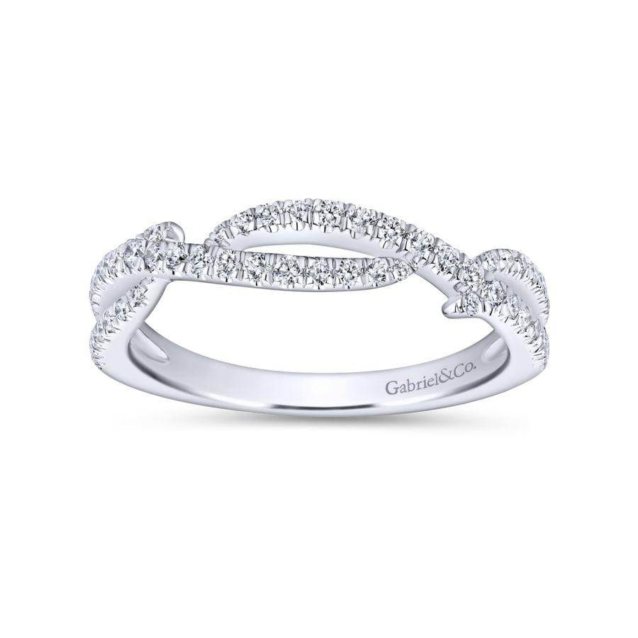 14K White Gold Twisted Diamond Ring - Image 4