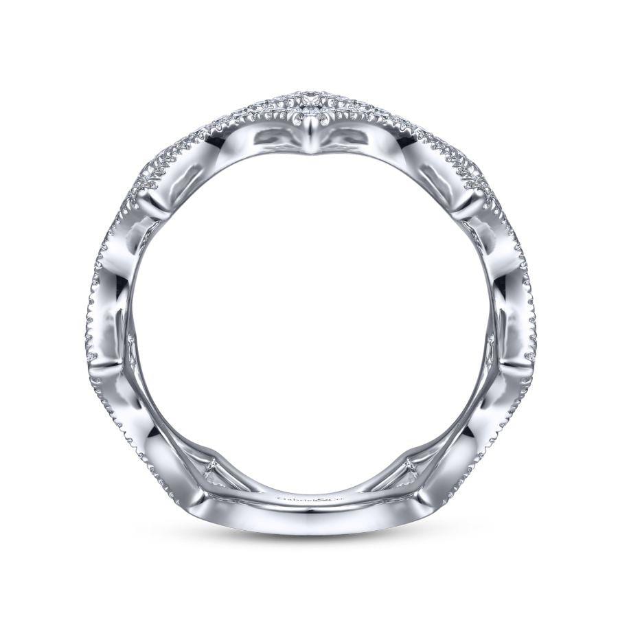 14K White Gold Open Triangular Diamond Ring - Image 2