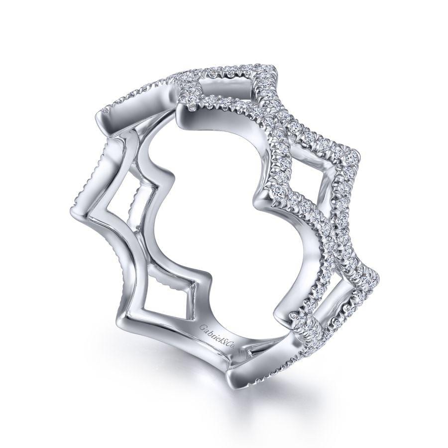 14K White Gold Open Triangular Diamond Ring - Image 3
