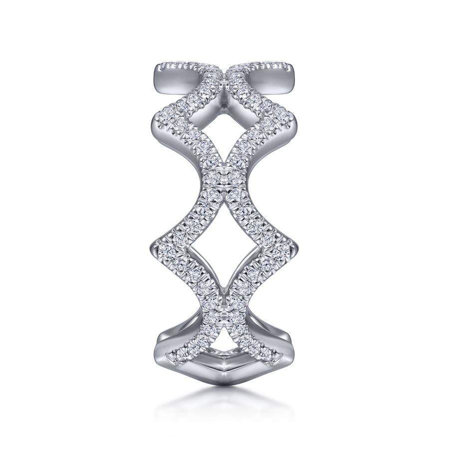 14K White Gold Open Triangular Diamond Ring - Image 4