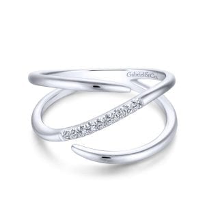 14K White Gold Split Shank Pavé Diamond Wrap Ring