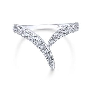 14K White Gold V Shaped Bypass Diamond Ring