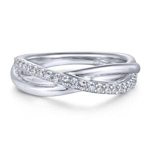 925 Sterling Silver White Sapphire Pavé Criss Cross Ring
