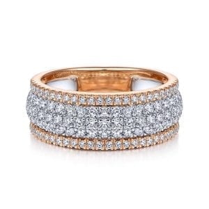 14K White-Rose Gold Pavé Diamond Ring