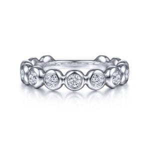 14K White Gold Diamond Bezel Set Diamond Band
