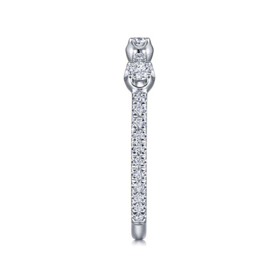 14K White Gold Diamond Station Stackable Ring - Image 4
