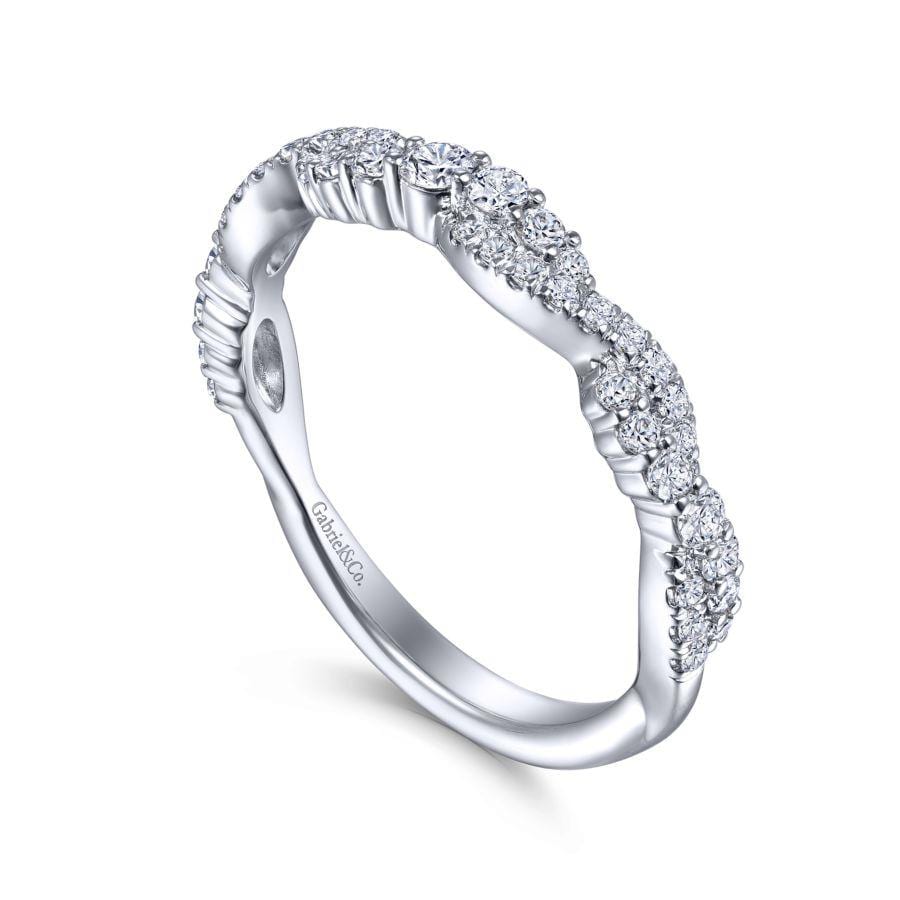 14K White Gold Twisted Diamond Stackable Ring - Image 3