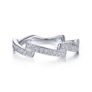 14K White Gold Diamond Zig Zag Ring