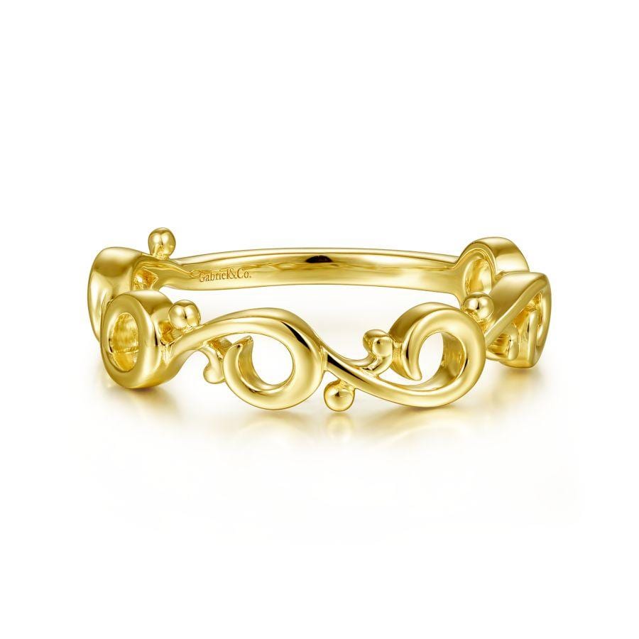 14K Yellow Gold Swirling Stackable Ring