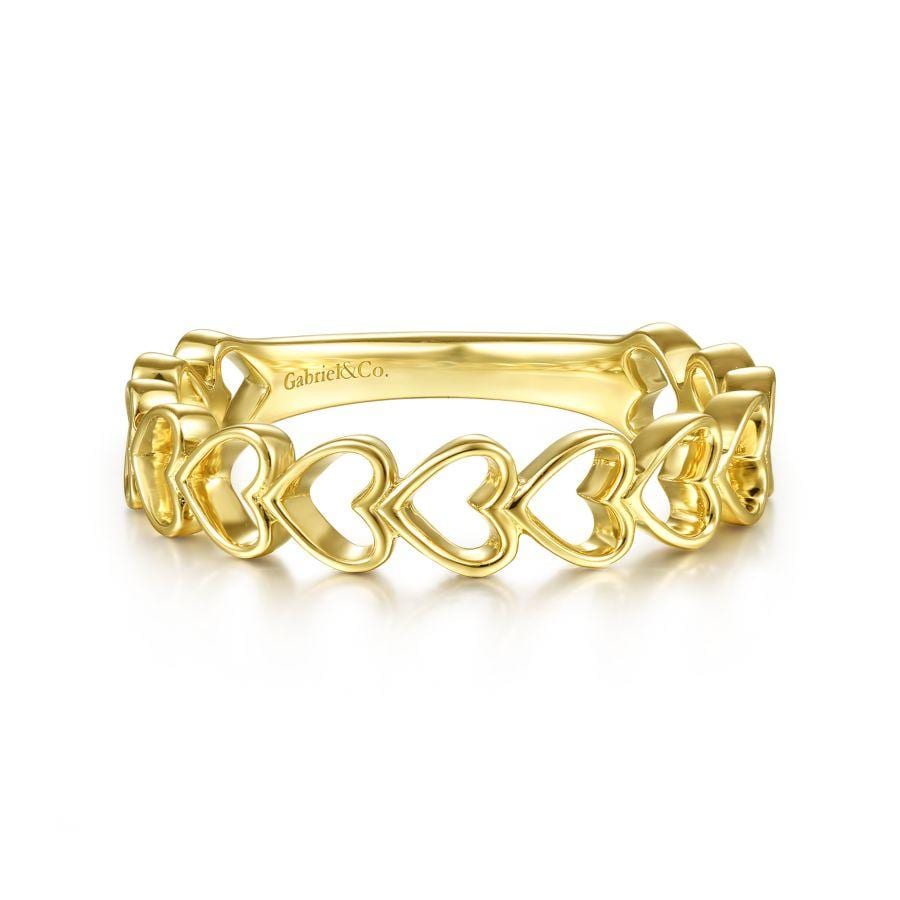 14K Yellow Gold Sideways Heart Stackable Ring