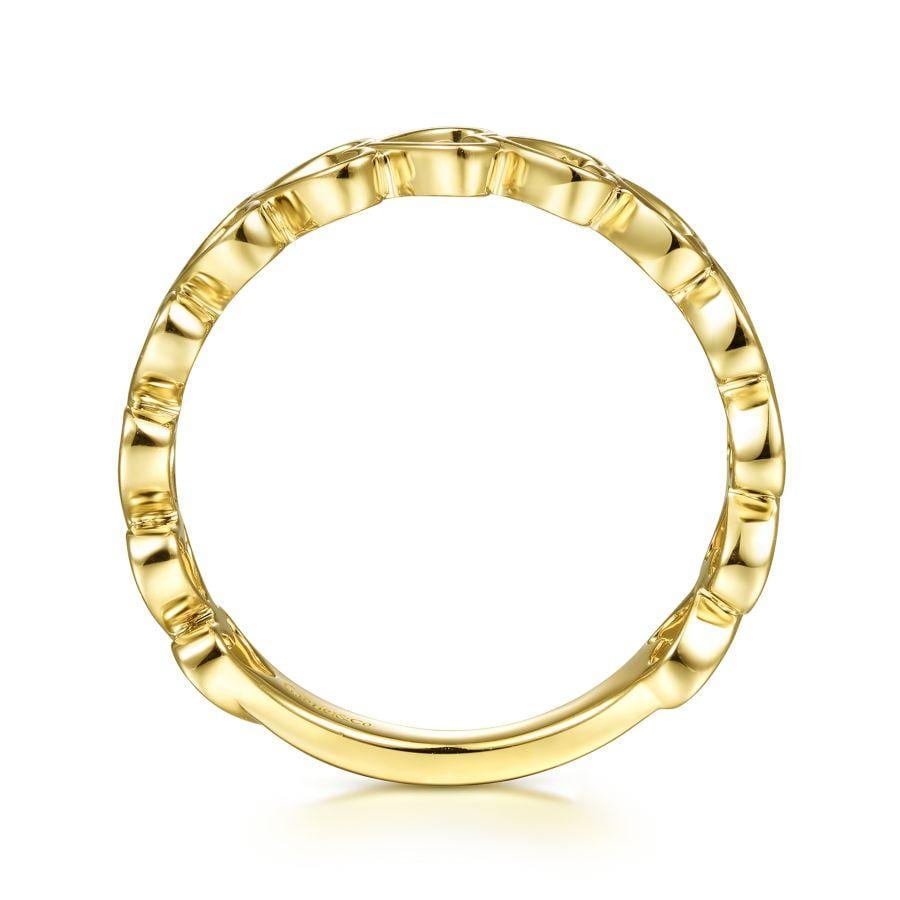 14K Yellow Gold Sideways Heart Stackable Ring - Image 2