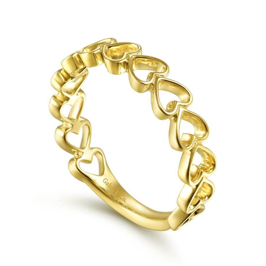 14K Yellow Gold Sideways Heart Stackable Ring - Image 3