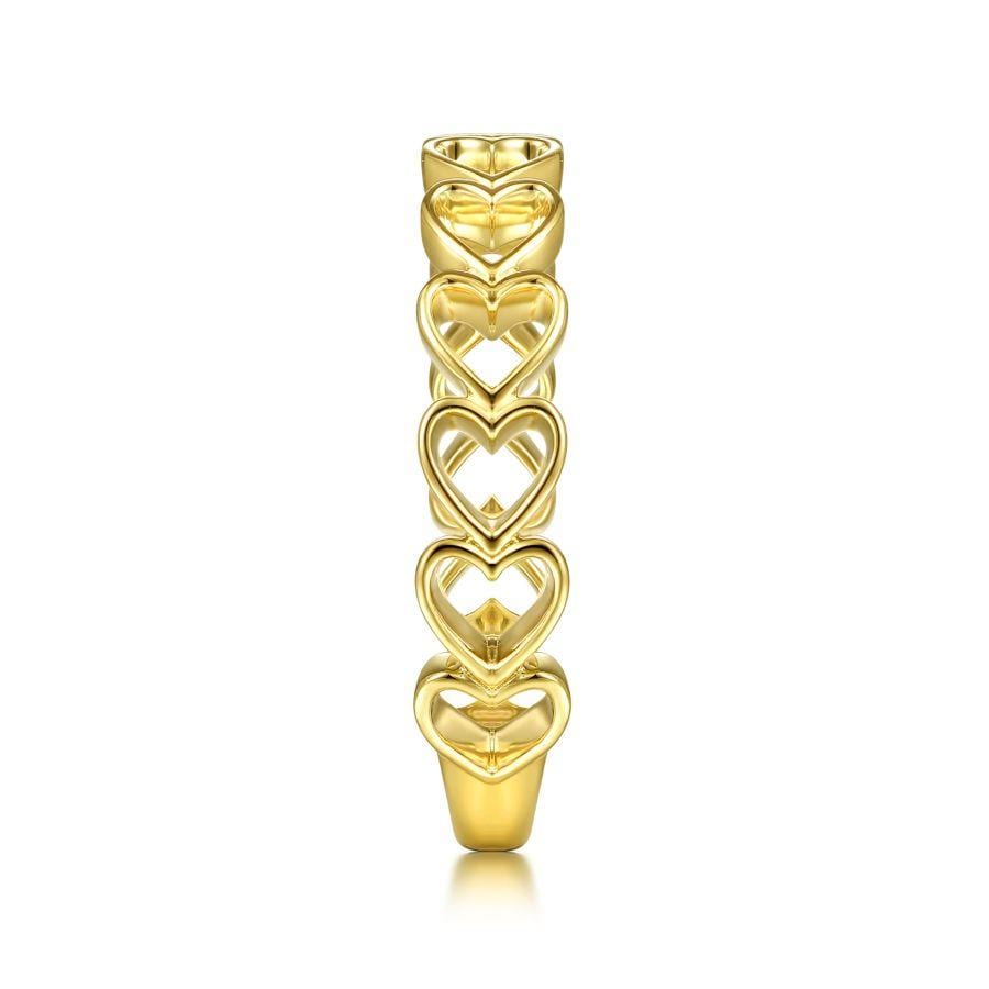 14K Yellow Gold Sideways Heart Stackable Ring - Image 4