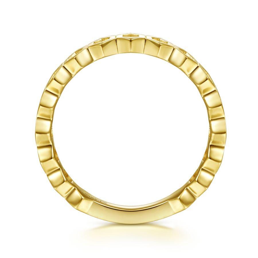 14K Yellow Gold Hexagon Stackable Ring - Image 2