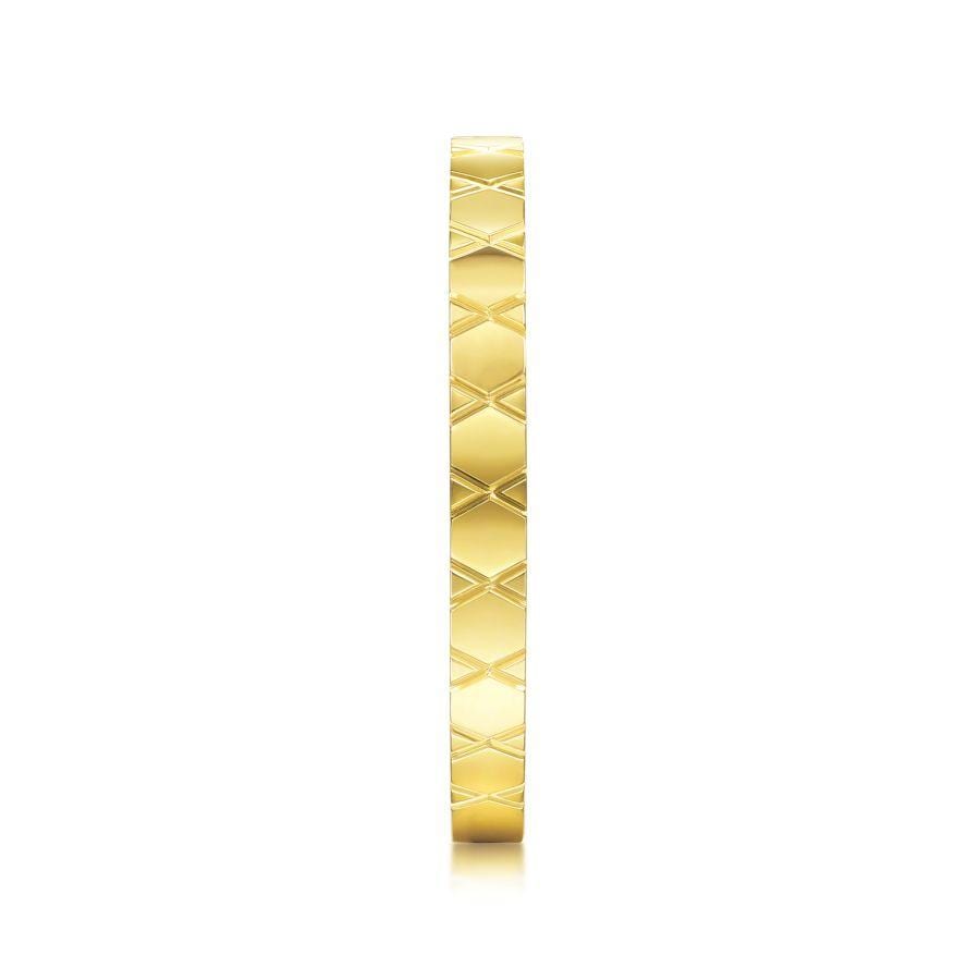 14K Yellow Gold X Pattern Stackable Ring - Image 4