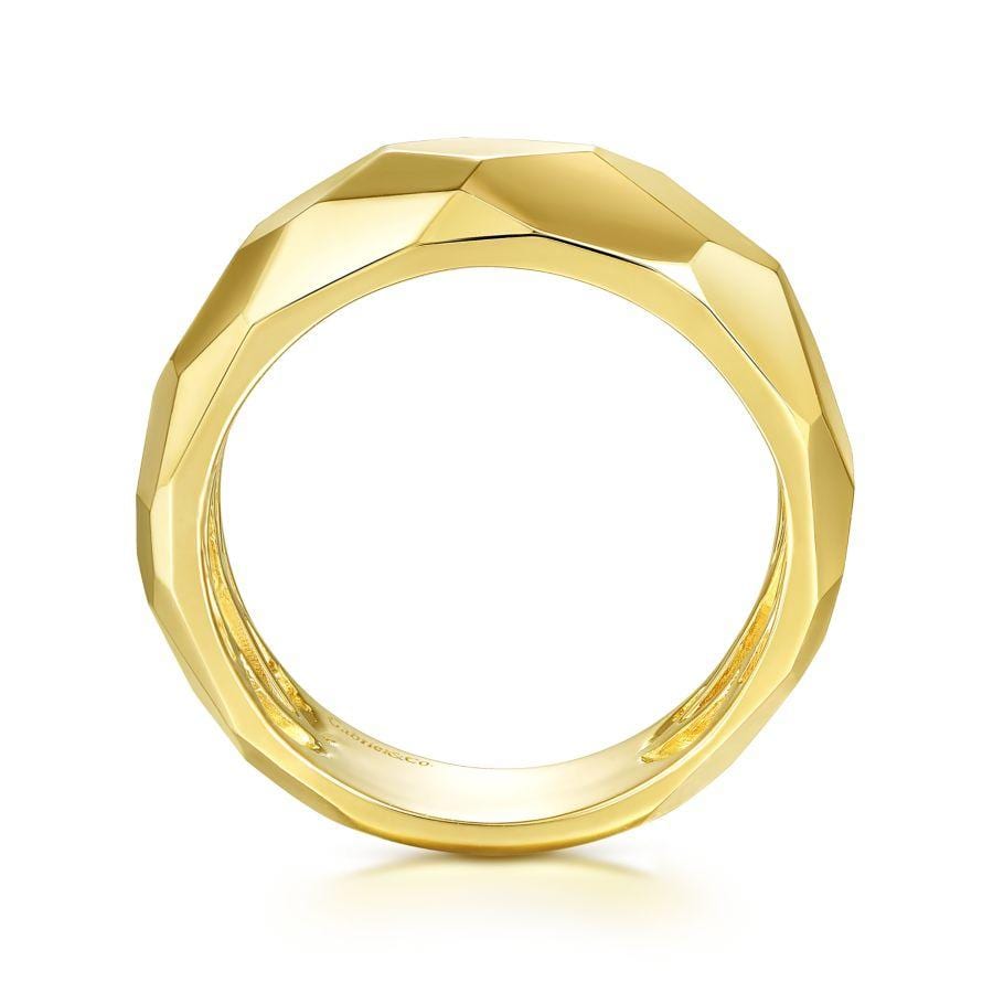 14K Yellow Gold Hammered Puff Ring - Image 2