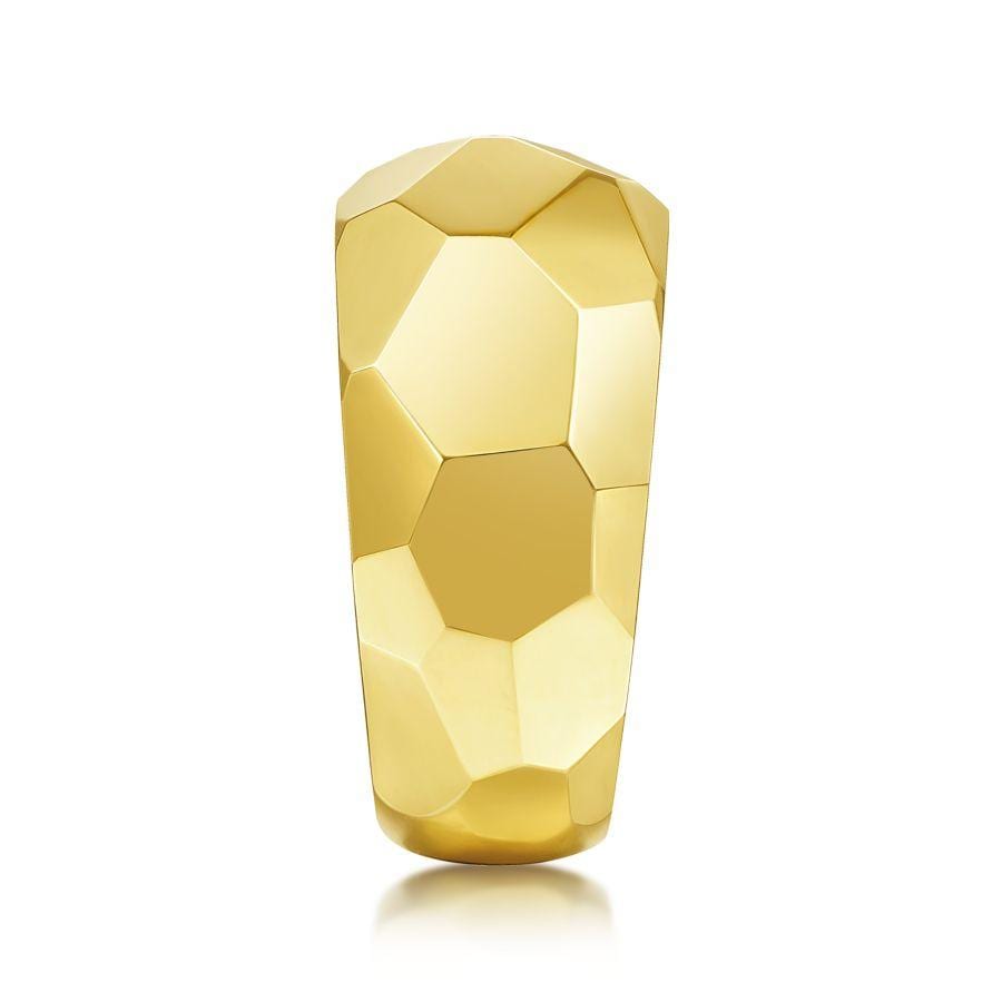 14K Yellow Gold Hammered Puff Ring - Image 4