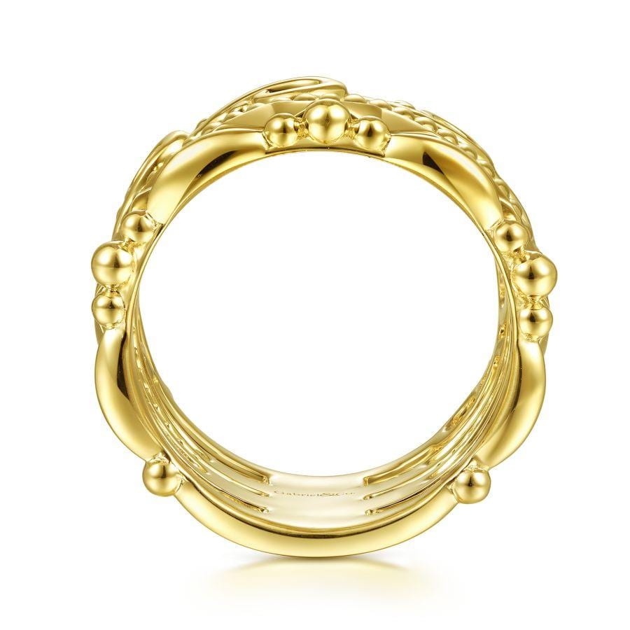 14K Yellow Gold Multi Pattern Ring - Image 2