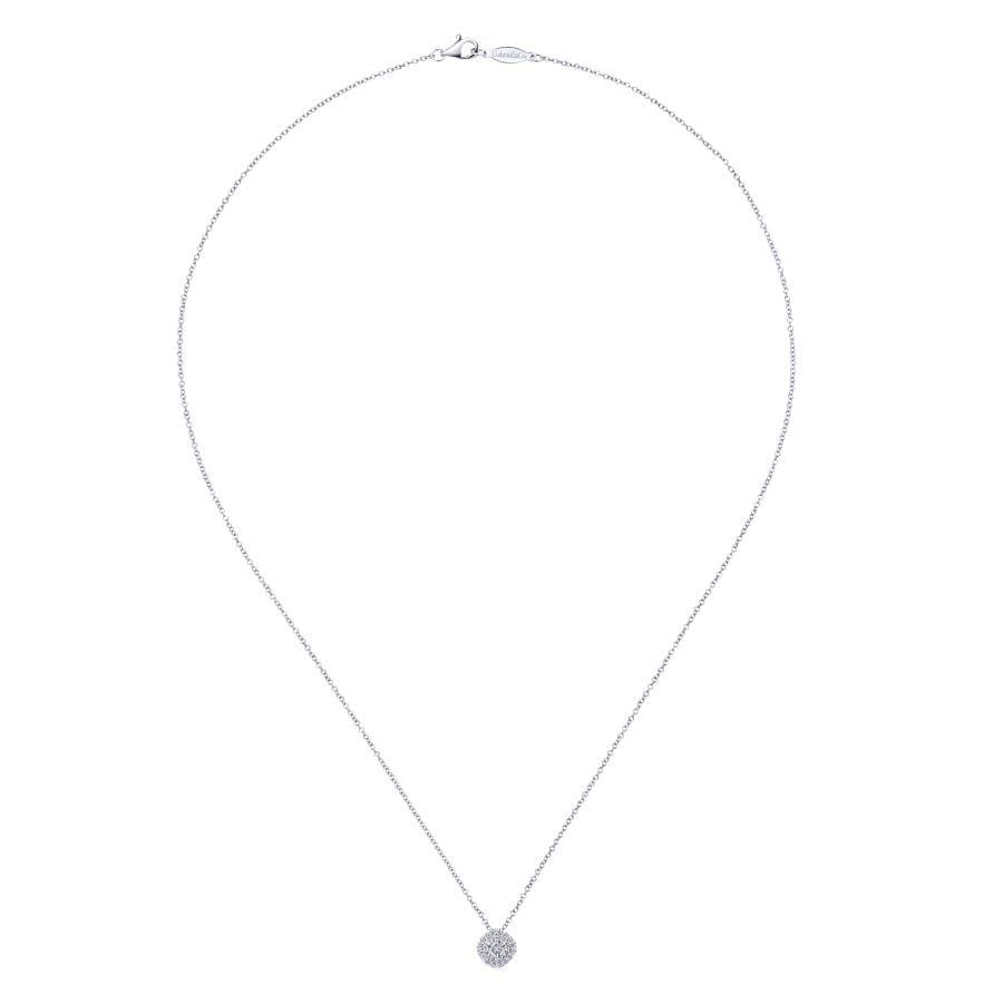 14K White Gold Diamond Pavé Cushion Pendant Necklace - Image 2