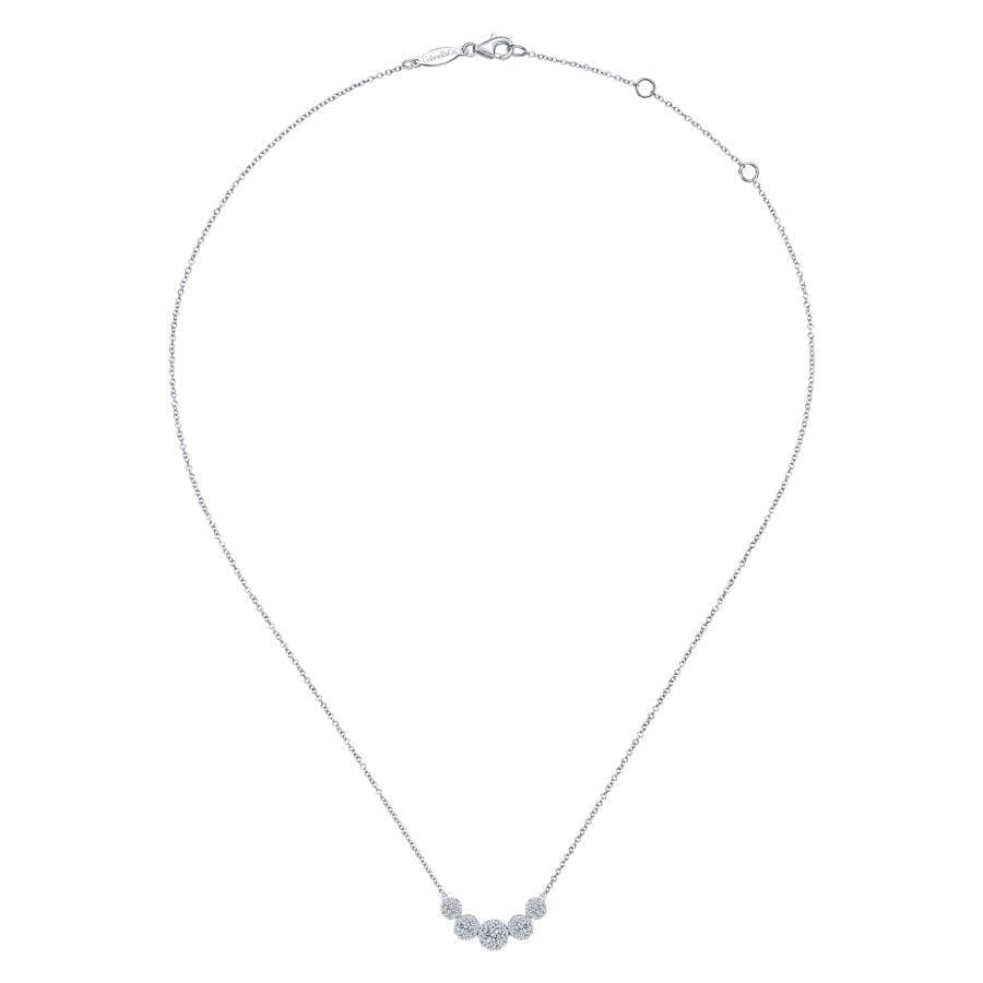 14K White Gold Round Diamond Halo Necklace - Image 2