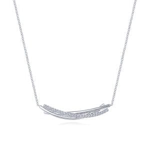 925 Sterling White Sapphire Bar Pendant Necklace