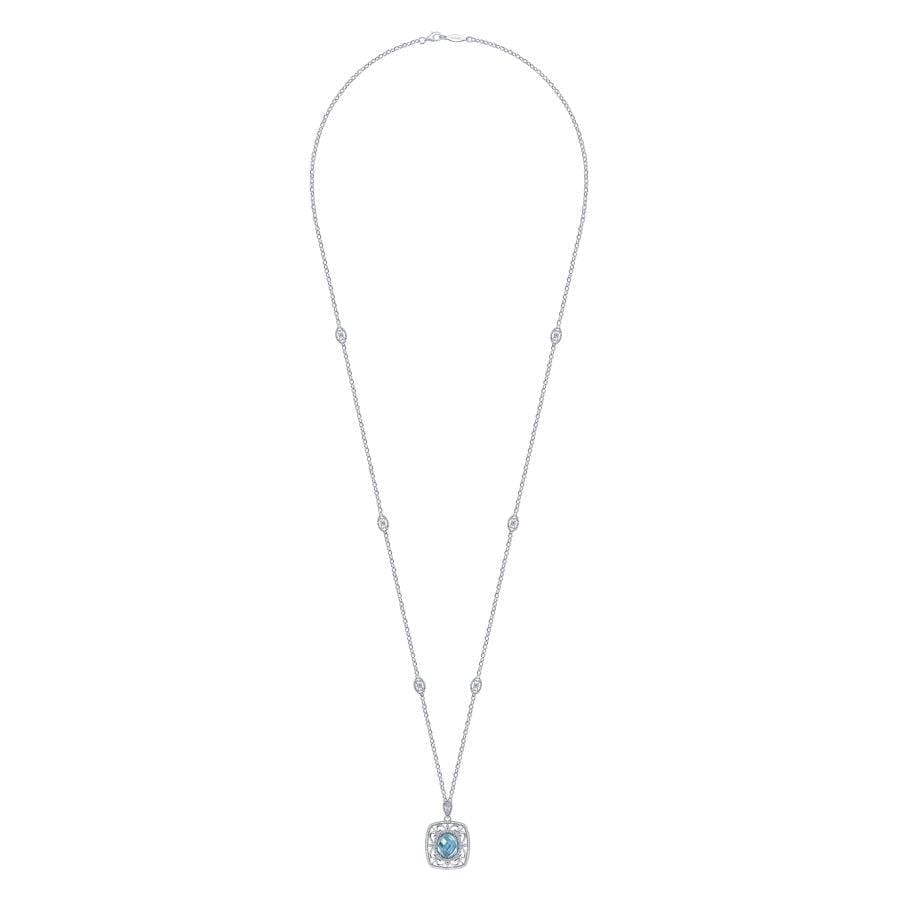 Vintage Inspired 925 Sterling Silver Pendant Necklace with Rock Crystal/Green Onyx Doublet and White Sapphire Stones - Image 2