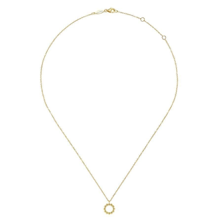 14K Yellow Gold Bujukan Bead Open Circle Pendant Necklace - Image 2