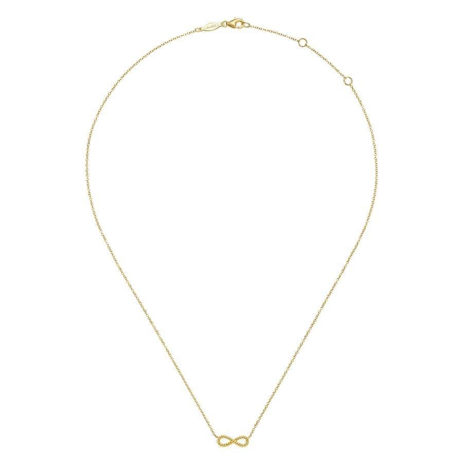 14K Yellow Gold Twisted Rope Infinity Pendant Necklace - Image 2