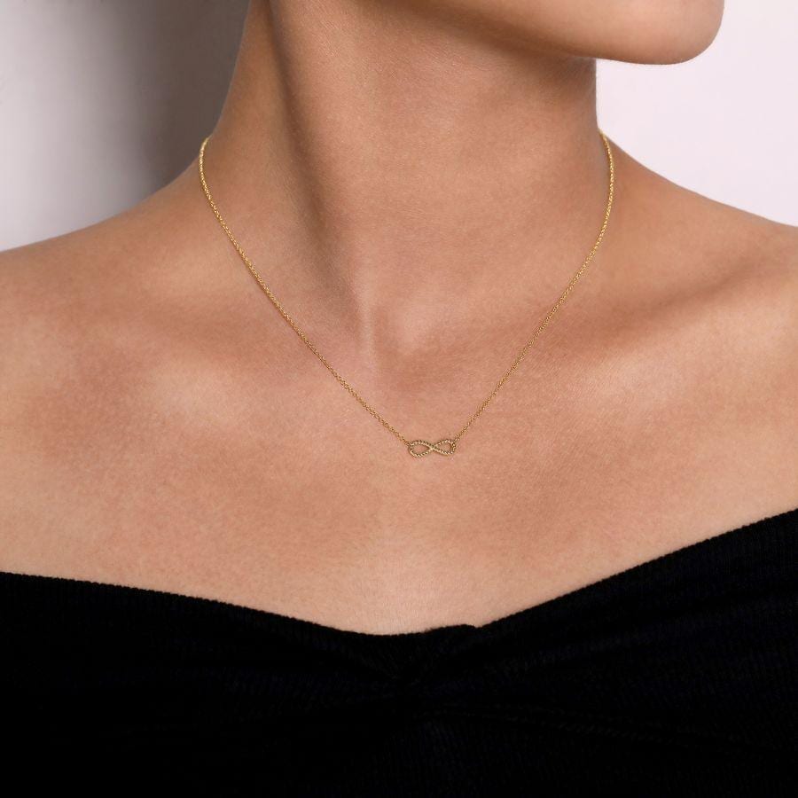 14K Yellow Gold Twisted Rope Infinity Pendant Necklace - Image 3