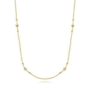 14K Yellow Gold Bujukan Bead Station Necklace