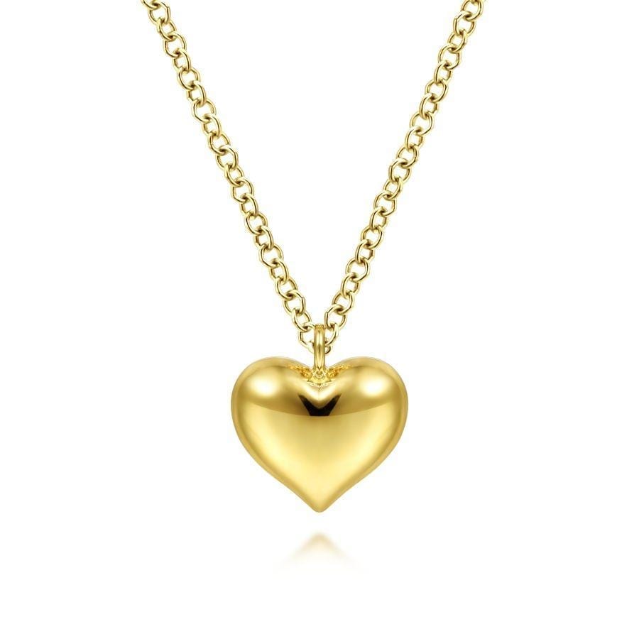 14K Yellow Gold Heart Plain Pendant Necklace