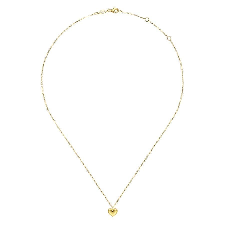 14K Yellow Gold Heart Plain Pendant Necklace - Image 2