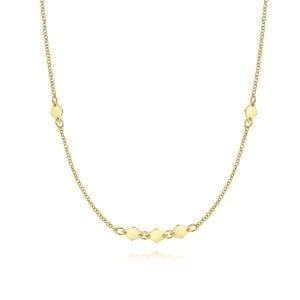 14K Yellow Gold Diamond Shaped Disc Station Necklace