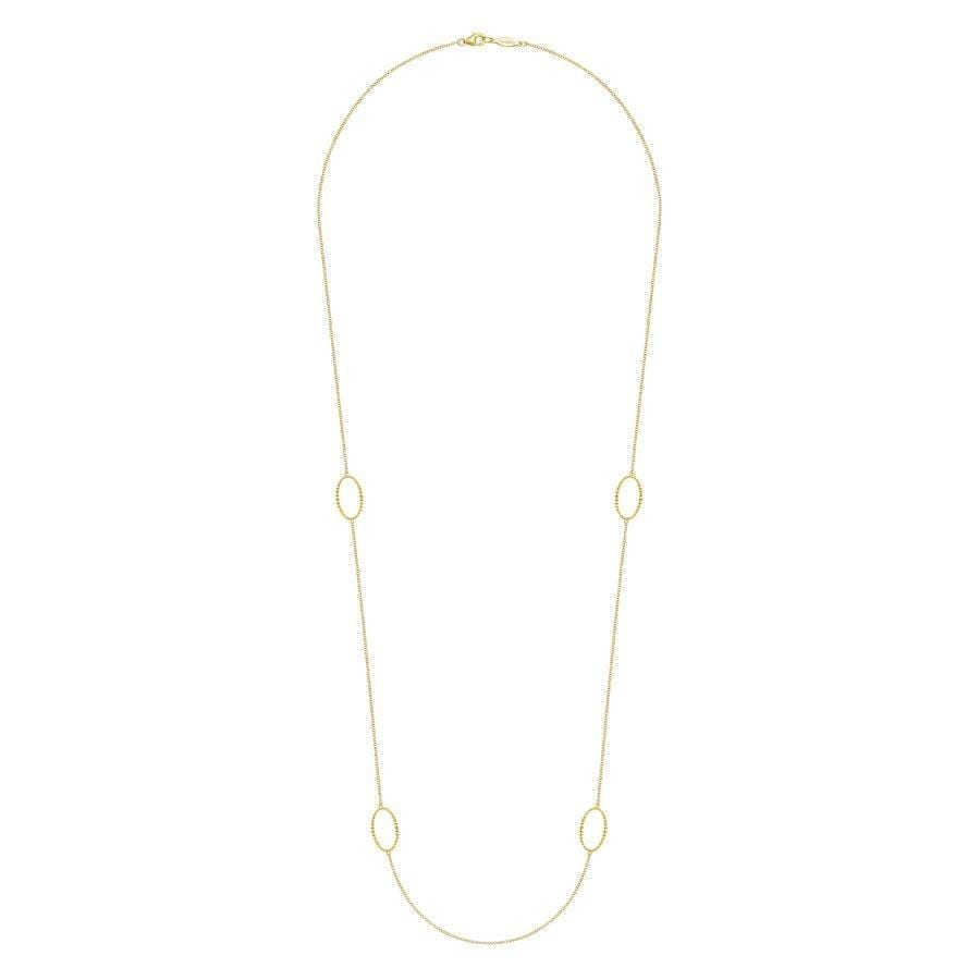 14K Yellow Gold Bujukan Beaded Oval Station Necklace - Image 2