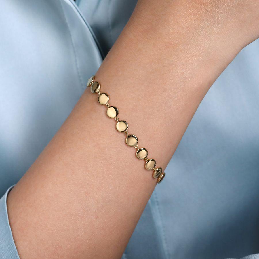 14K Yellow Gold Disc Station Tennis Bracelet - Image 3