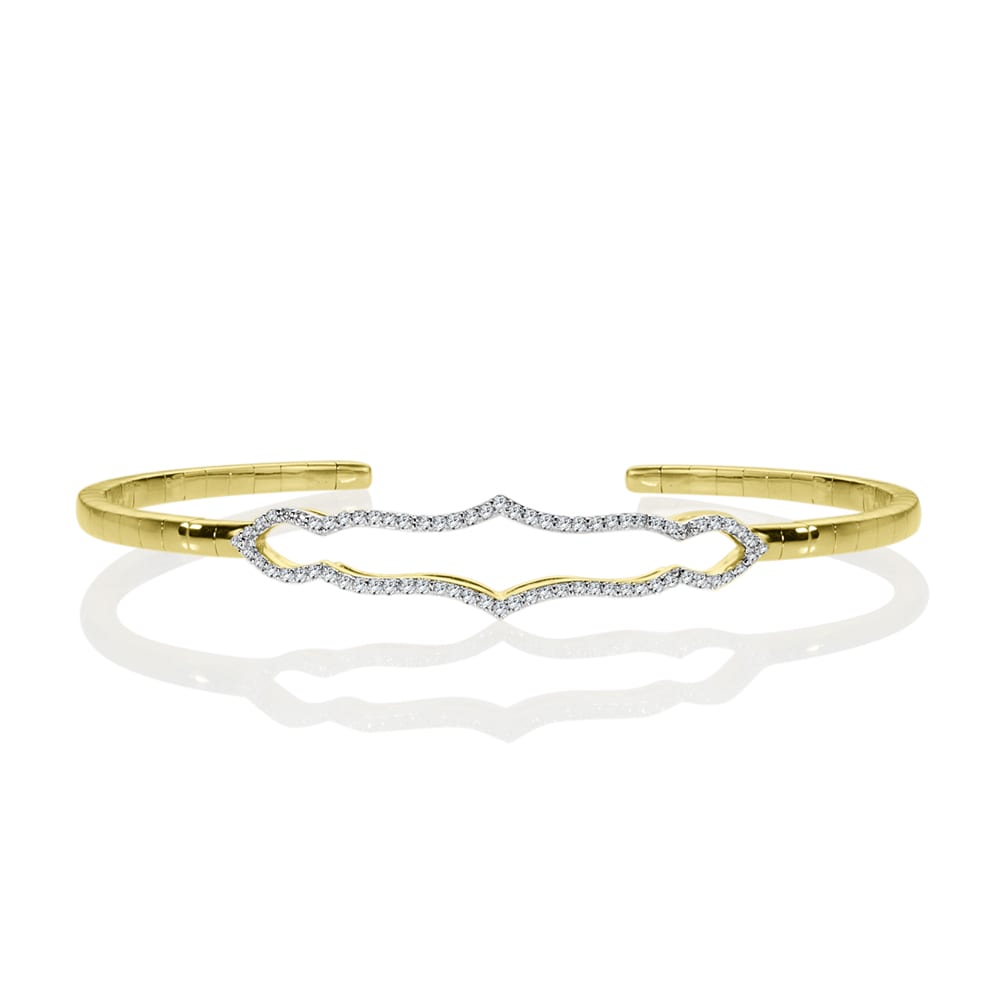 Yellow Gold Bendable Diamond Bangle