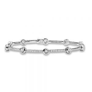 Bezeled Diamond-Faceted Tennis Bracelet