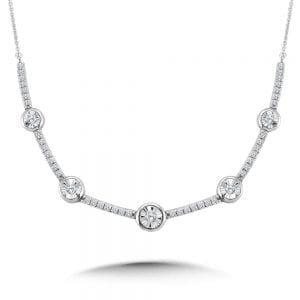 Bezeled Diamond-Faceted  Diamond Necklace