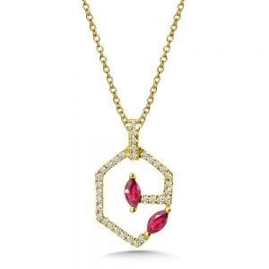 Diamond and Marquise Ruby Pendant
