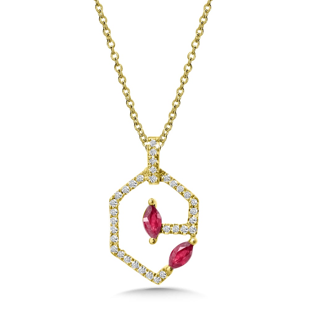 Diamond and Marquise Ruby Pendant