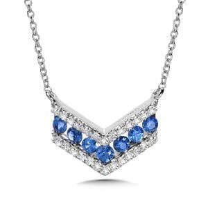 Angled 3-Row Diamond and Sapphire Necklace